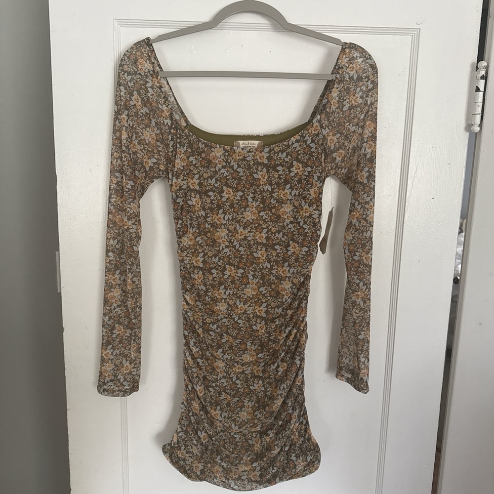 Altar'd State Brown Ruched Bodycon Dress